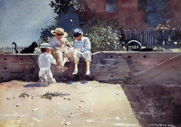 ウィンスロー・ホーマー Painting - 少年と子猫 リアリズム画家 ウィンスロー・ホーマー